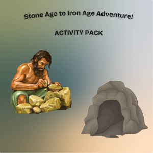 Stone to Iron age activity pack for kids with online-tutoring.uk/