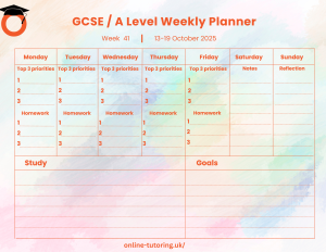 Four Student Weekly planner