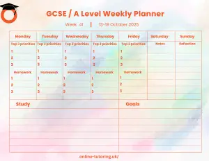 Four Student Weekly planner